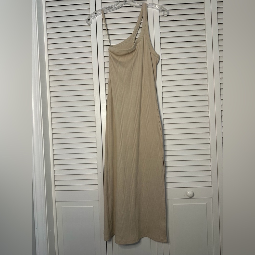 Aerie One-Shoulder Beige Dress